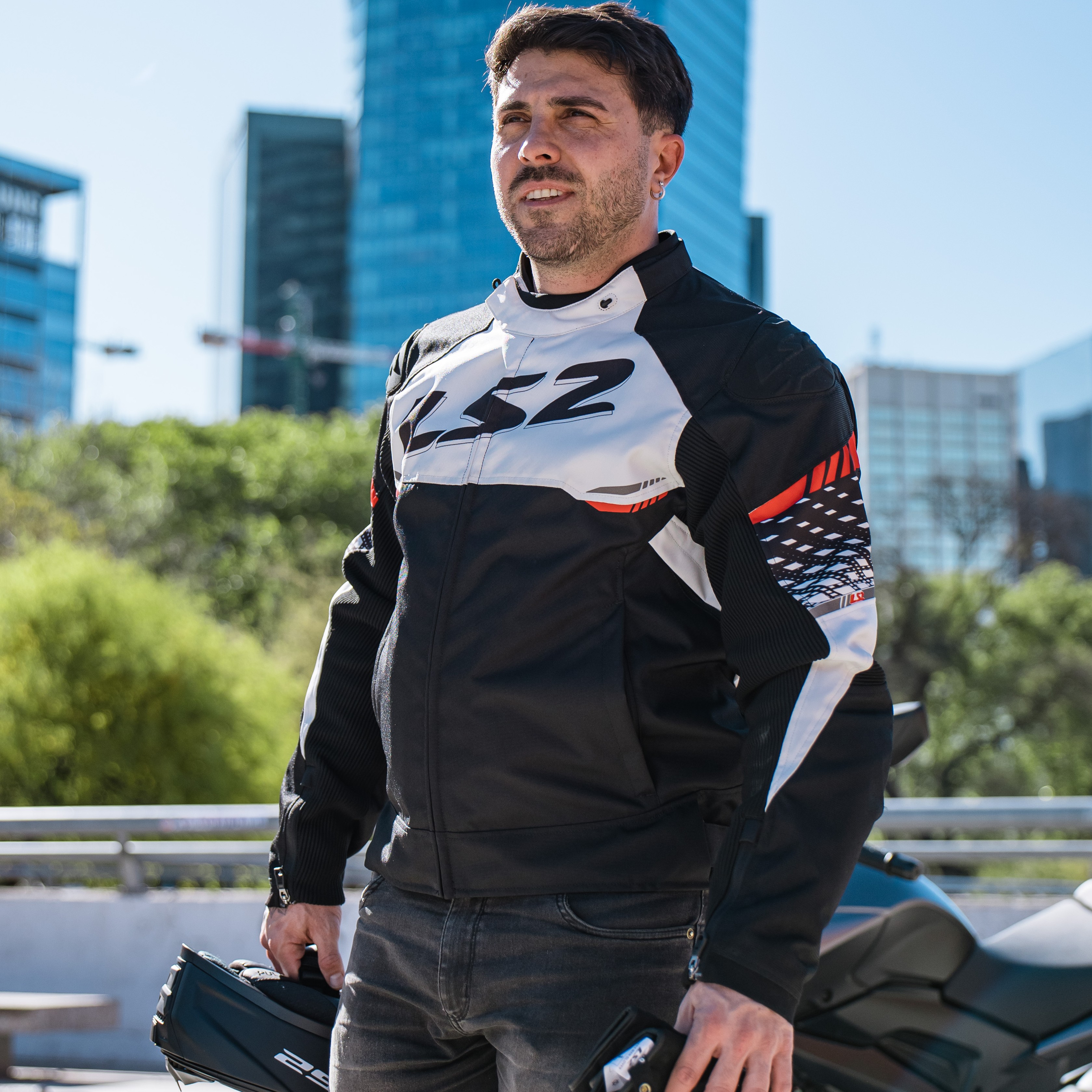 Campera LS2 Apex Hombre Negro / Rojo